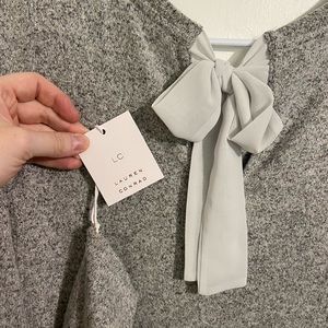 LC Lightweight Gray Sweater with Lace Accent S NWT